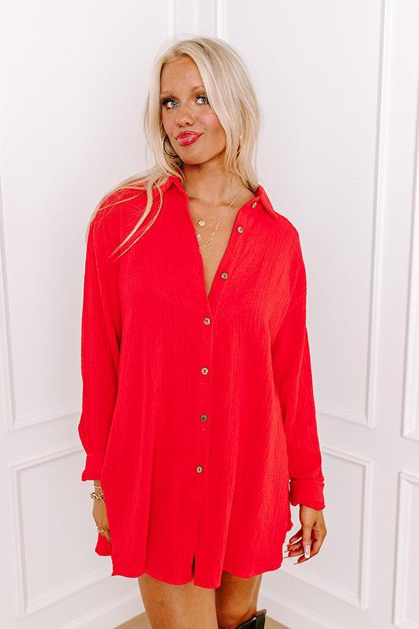 Breezy Chic Romper in Red Product Image