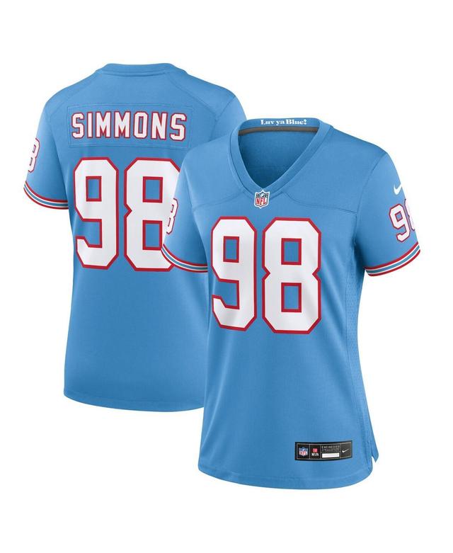 Womens Nike Jeffery Simmons Light Blue Tennessee Titans Oilers Throwback Alternate Game Player Jersey - Light Blue Product Image