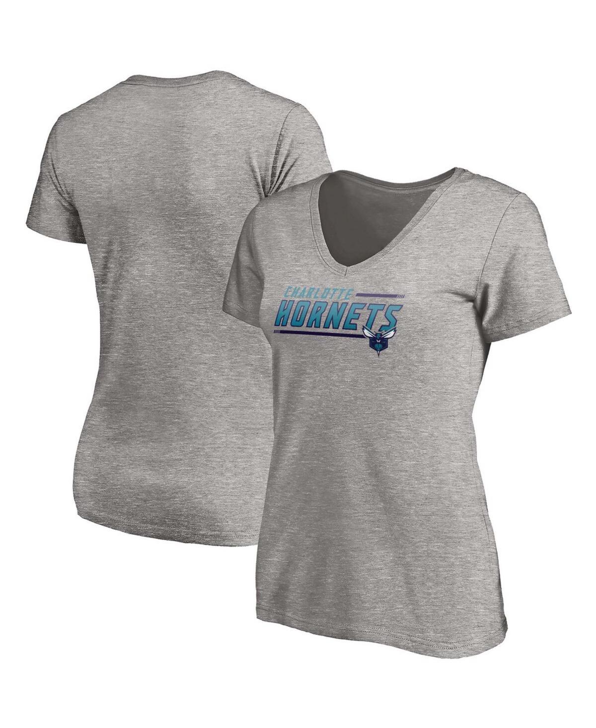 Womens Plus Size Heather Gray Charlotte Hornets Mascot In Bounds V-Neck T-shirt Product Image