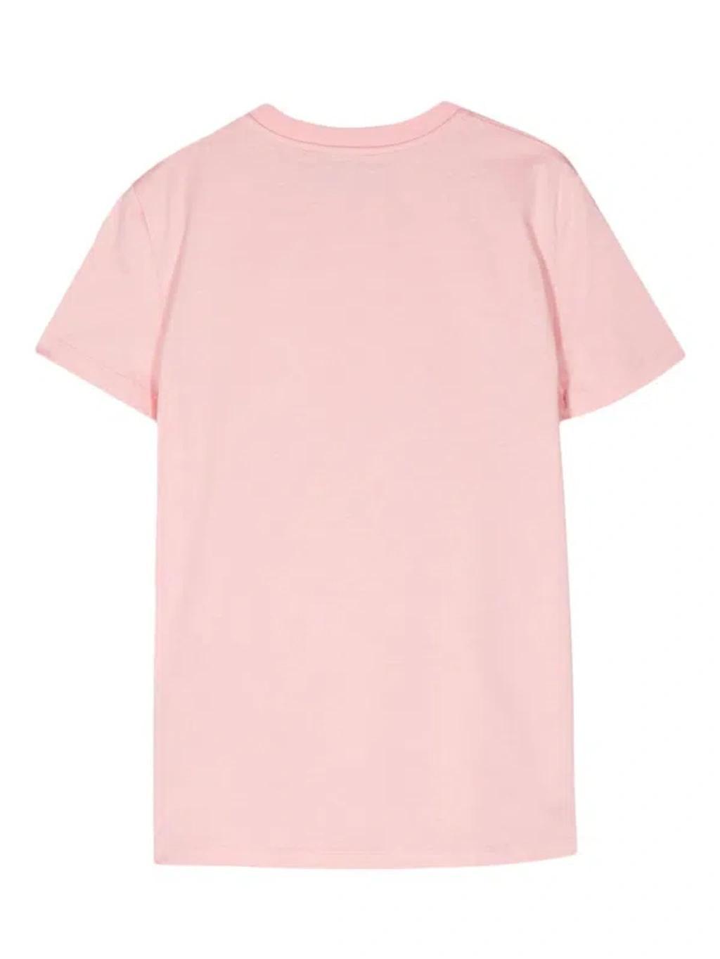 Pink Cotton Logo Embellishment T-shirt Product Image