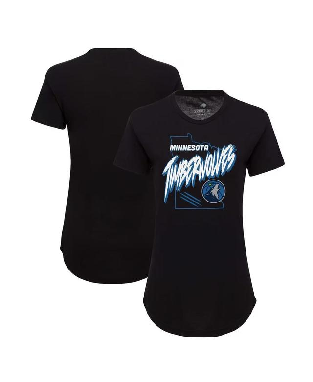 Sportiqe Womens Black Minnesota Timberwolves Phoebe Super Soft Tri-Blend T-Shirt Product Image