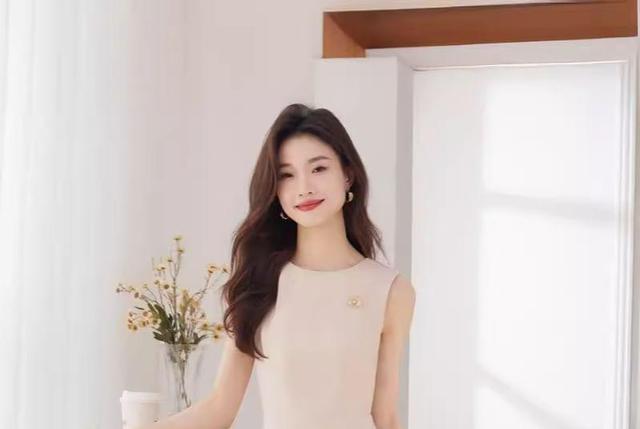 Sleeveless Crew Neck Plain Side-Slit Sheath Dress Product Image