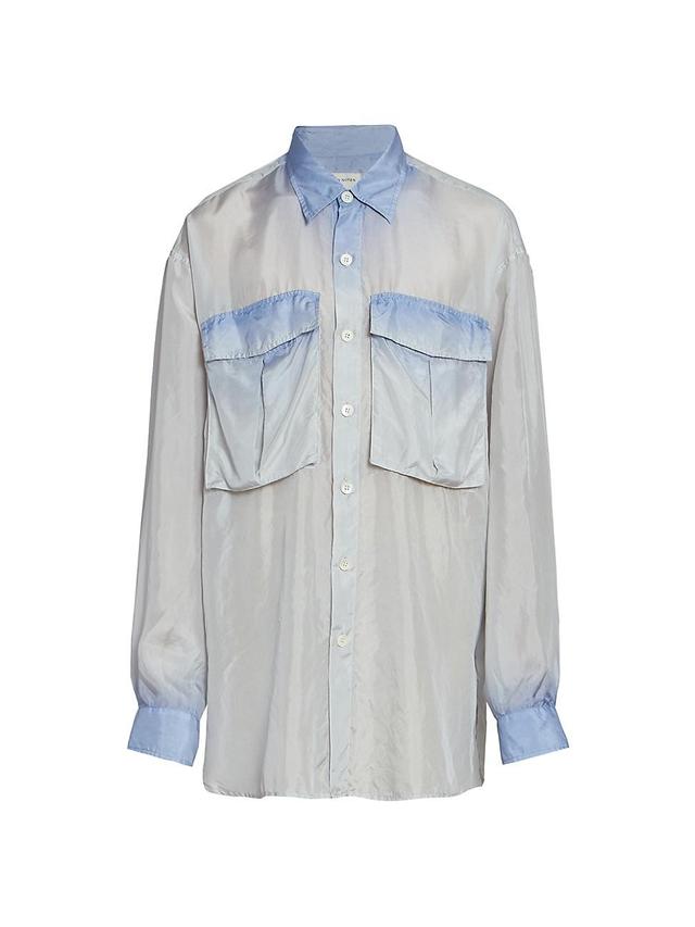 Mens Calander Silk Button-Front Shirt Product Image