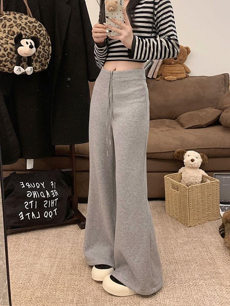 Low Waist Plain Wide Leg Pants Product Image