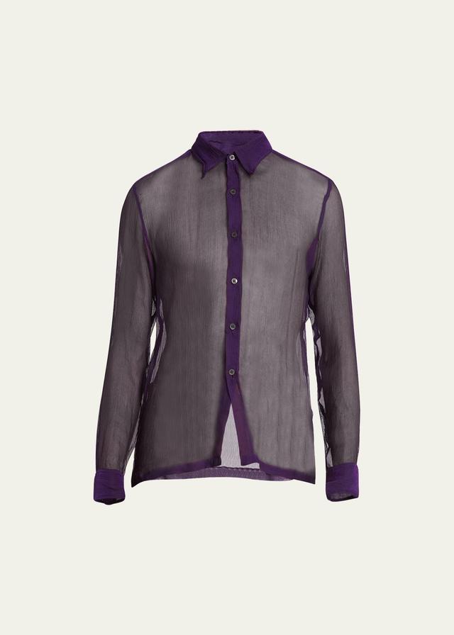 Mens Washed Silk Mousseline Dress Shirt Product Image