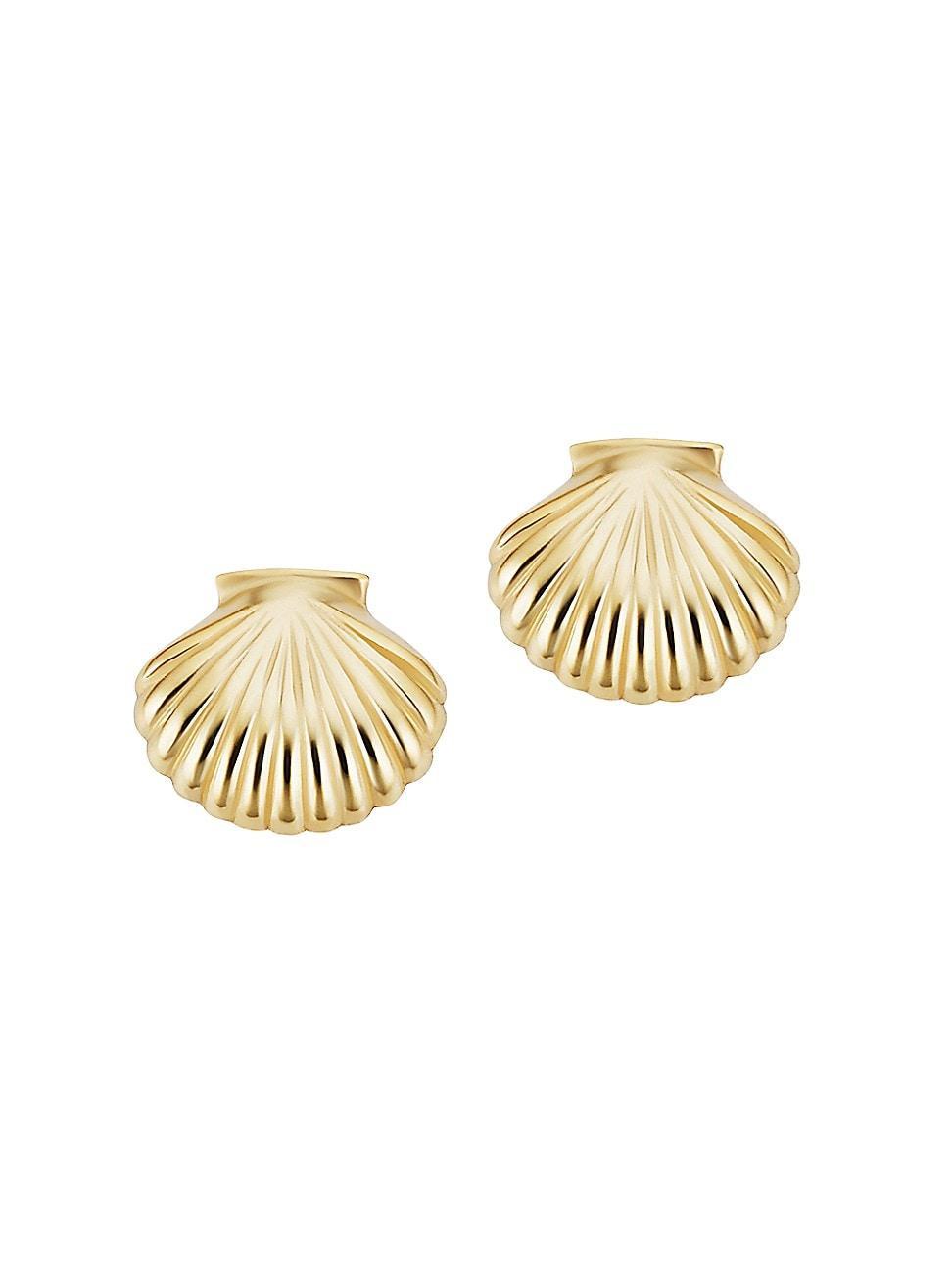 Womens 14K Yellow Gold Seashell Studs Product Image