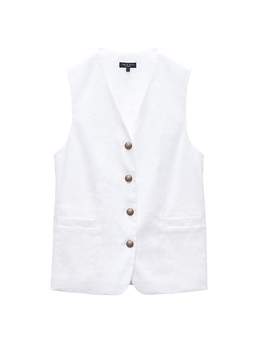 Womens Charlotte Linen-Blend Button-Up Vest Product Image