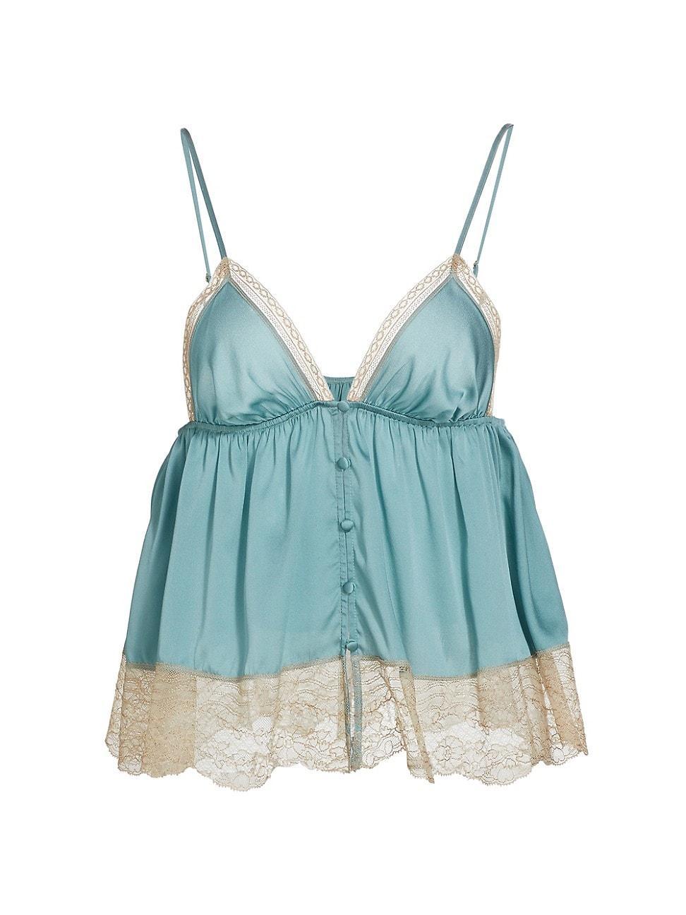 Womens Stretch-Silk & Lace Babydoll Cami Product Image