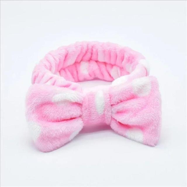 Polka Dot Coral Fleece Face Wash Headband (Various Designs) Product Image