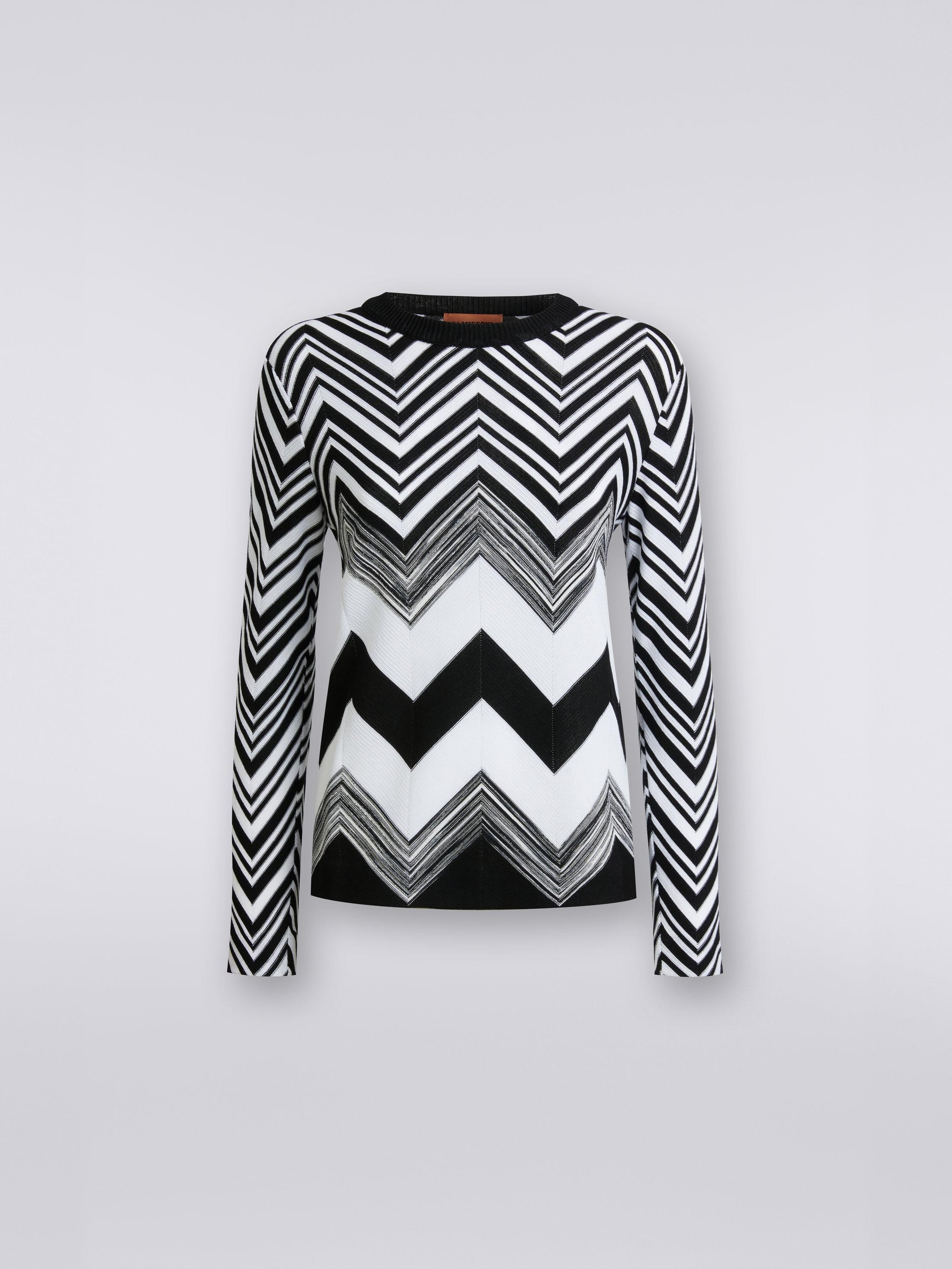 Crew-neck sweater in zigzag cotton blend Product Image