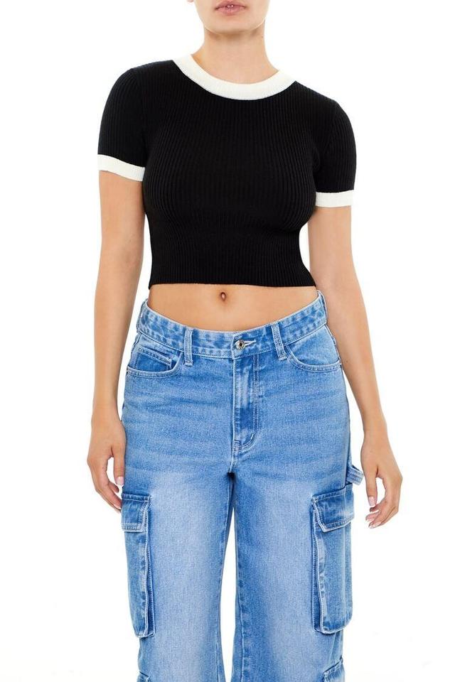 Sweater-Knit Ringer Cropped Tee | Forever 21 Product Image