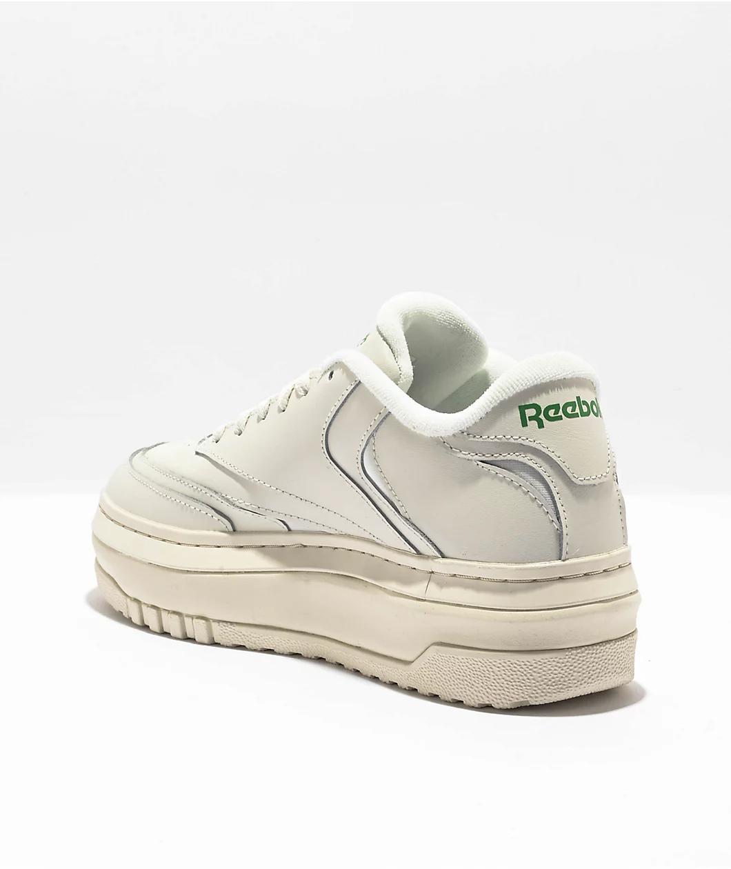 Reebok Club C Extra Chalk & Green Platform Shoes Product Image