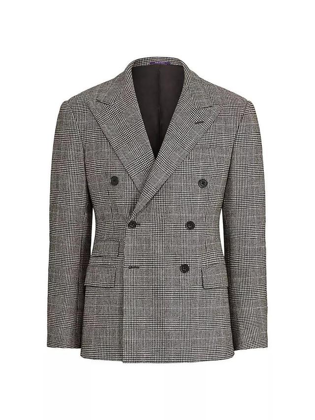 Double-Breasted Windowpane Plaid Suit Jacket Product Image