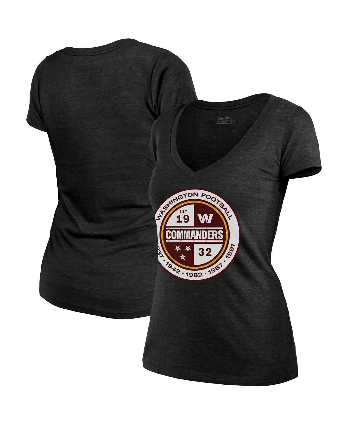 Womens Majestic Threads Black Washington Commanders Bling Tri-Blend V-Neck T-Shirt Product Image