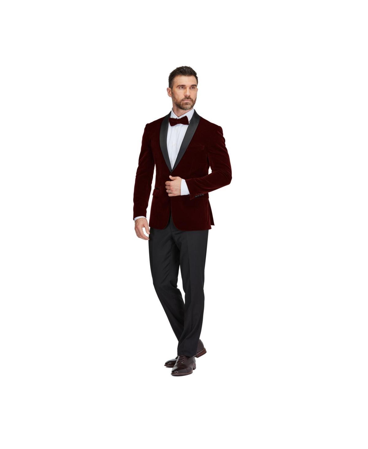 Gino Vitale Mens Slim-Fit Velvet Shawl Lapel Tuxedo Set Product Image