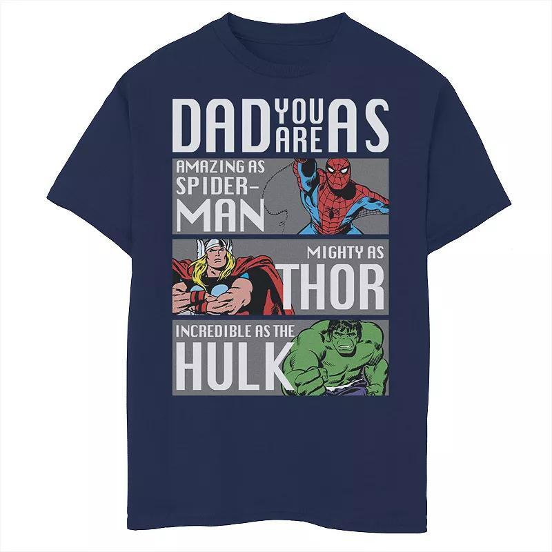 Boys 8-20 Marvel Spider-Man Thor Hulk Dad You Are As Panels Graphic Tee, Boys Blue Product Image