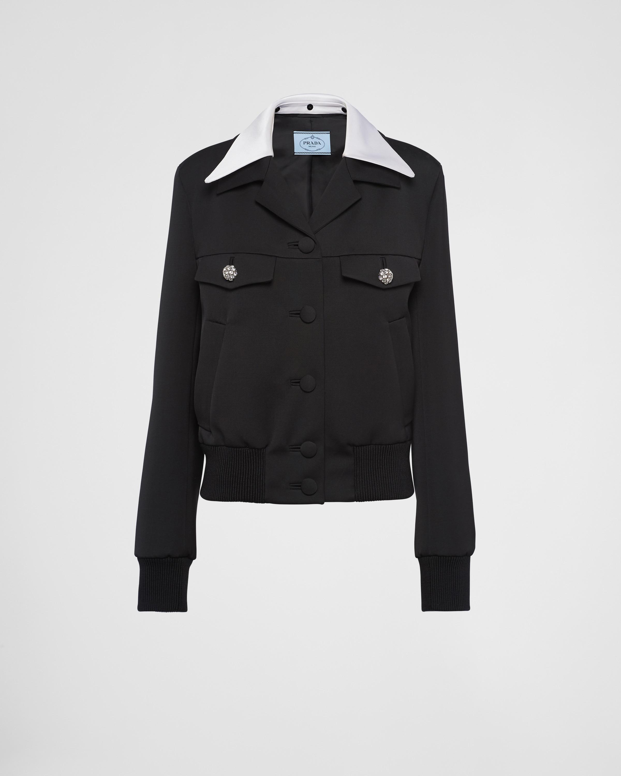 Single-breasted wool and satin jacket Product Image