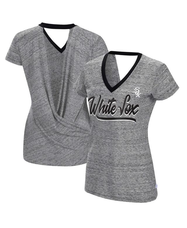 Womens Touch Black Chicago White Sox Halftime Back Wrap Top V-Neck T-Shirt Product Image