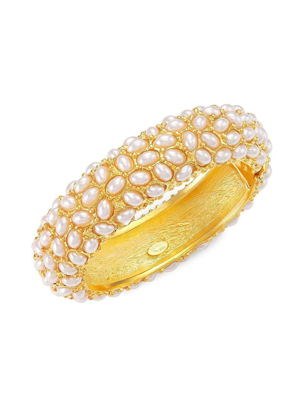 Womens Goldtone Faux Pearl Bangle Bracelet Product Image