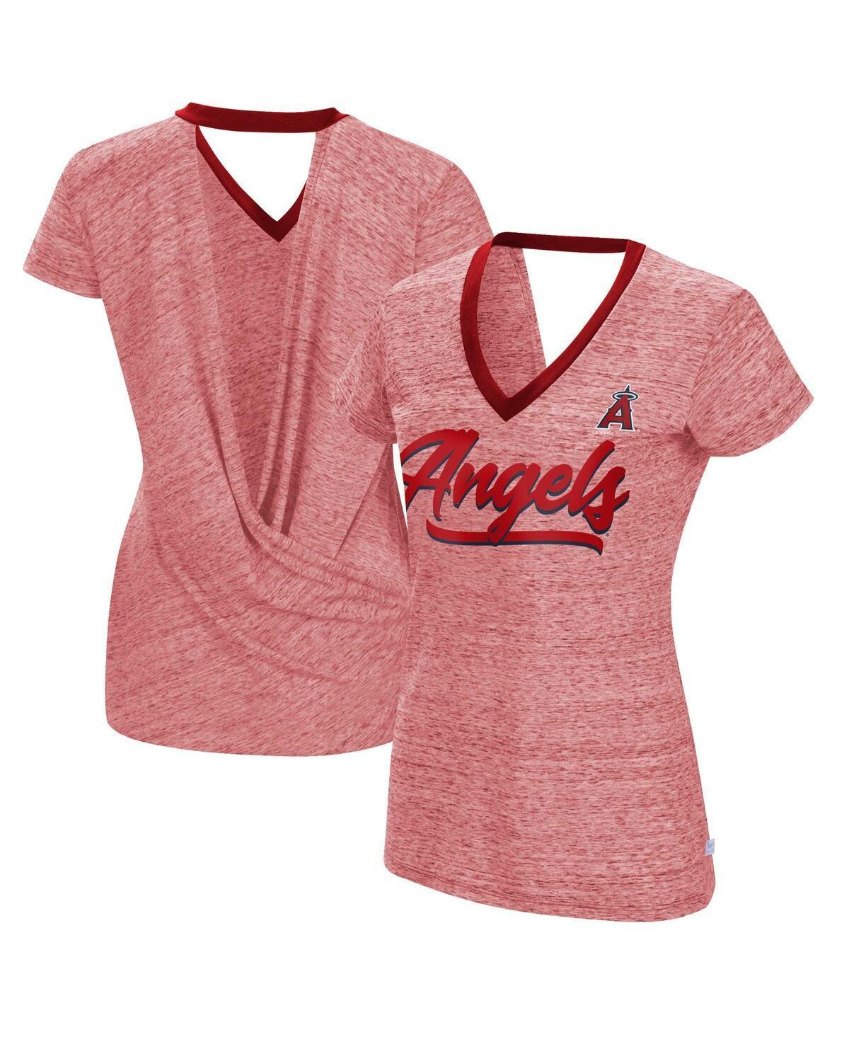 Womens Touch Red Los Angeles Angels Halftime Back Wrap Top V-Neck T-shirt Product Image