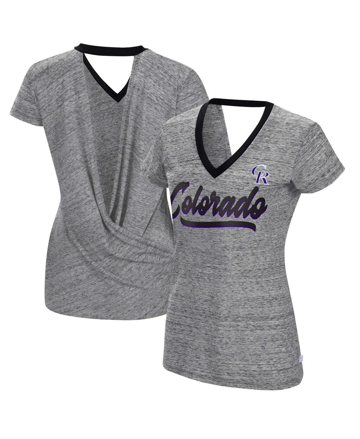 Womens Touch Black Colorado Rockies Halftime Back Wrap Top V-Neck T-shirt Product Image