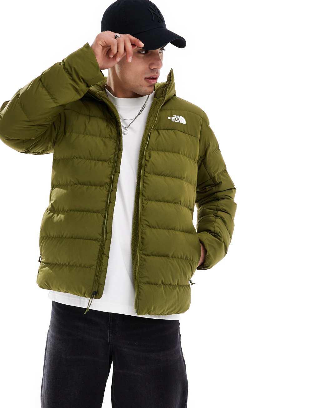 The North Face Aconcagua 3 lined padded hoodie jacket in olive green Product Image