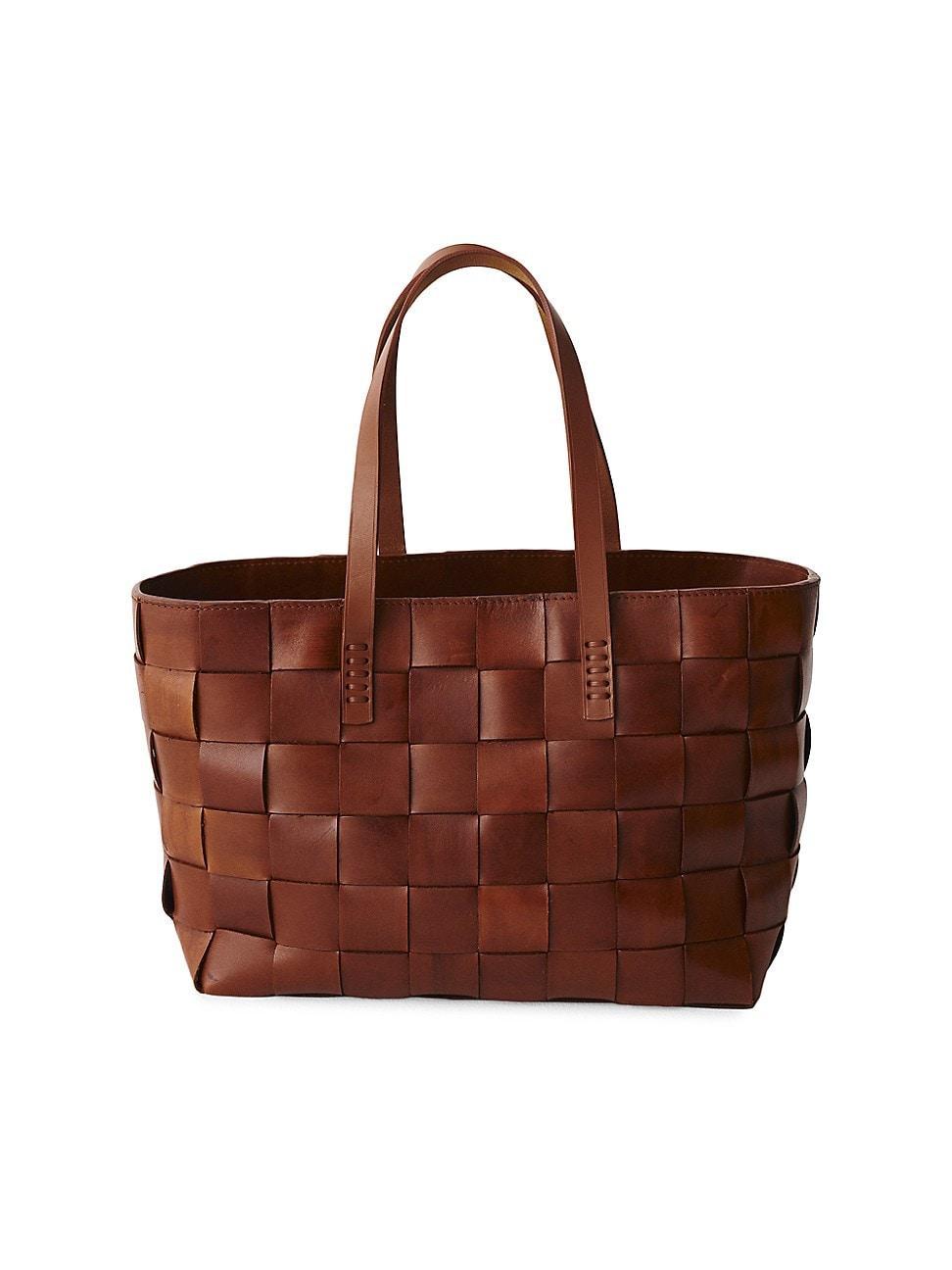 Womens Woven Leather Tote Bag product image