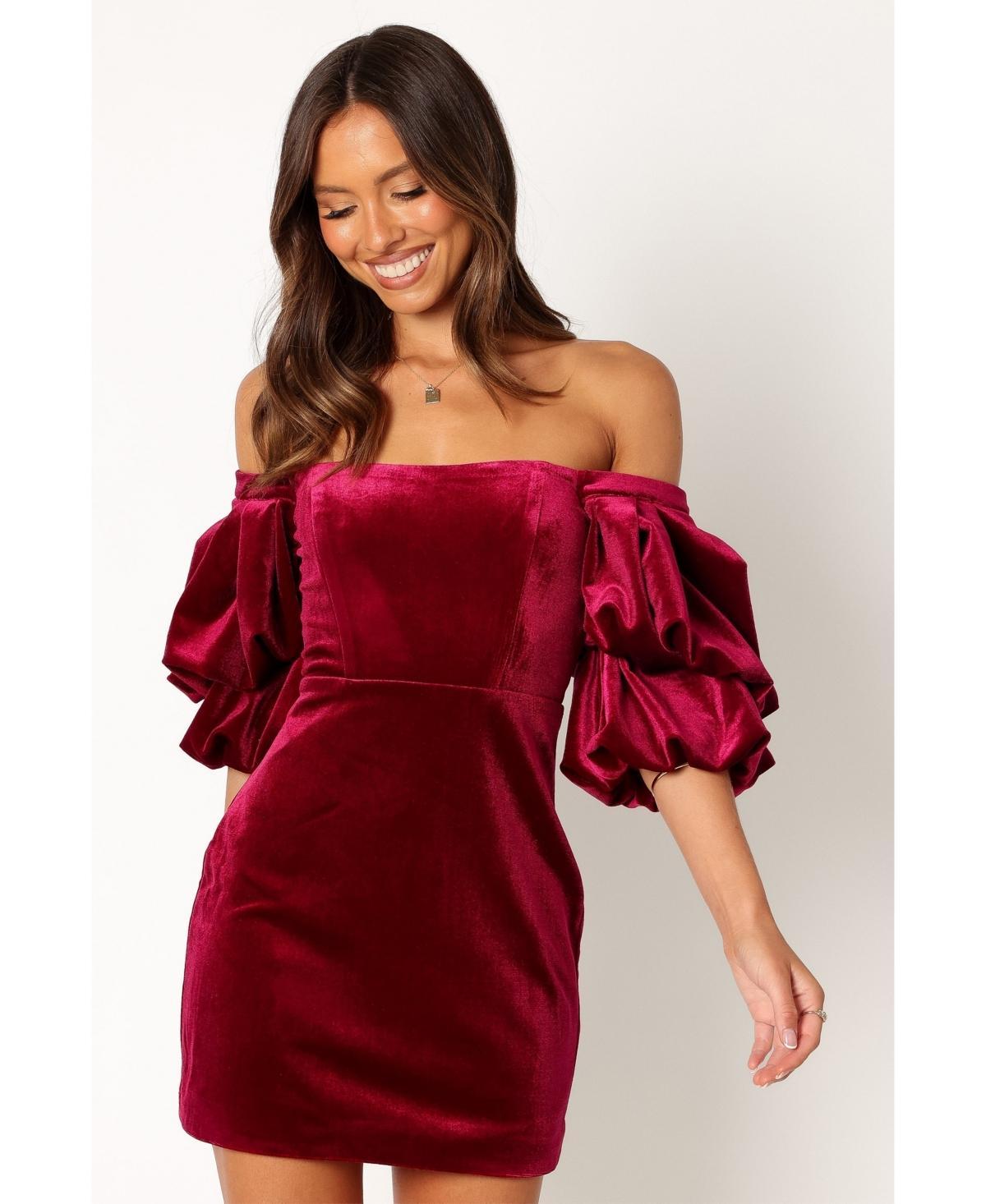 Petal and Pup Womens Dali Off Shoulder Velvet Mini Dress Product Image