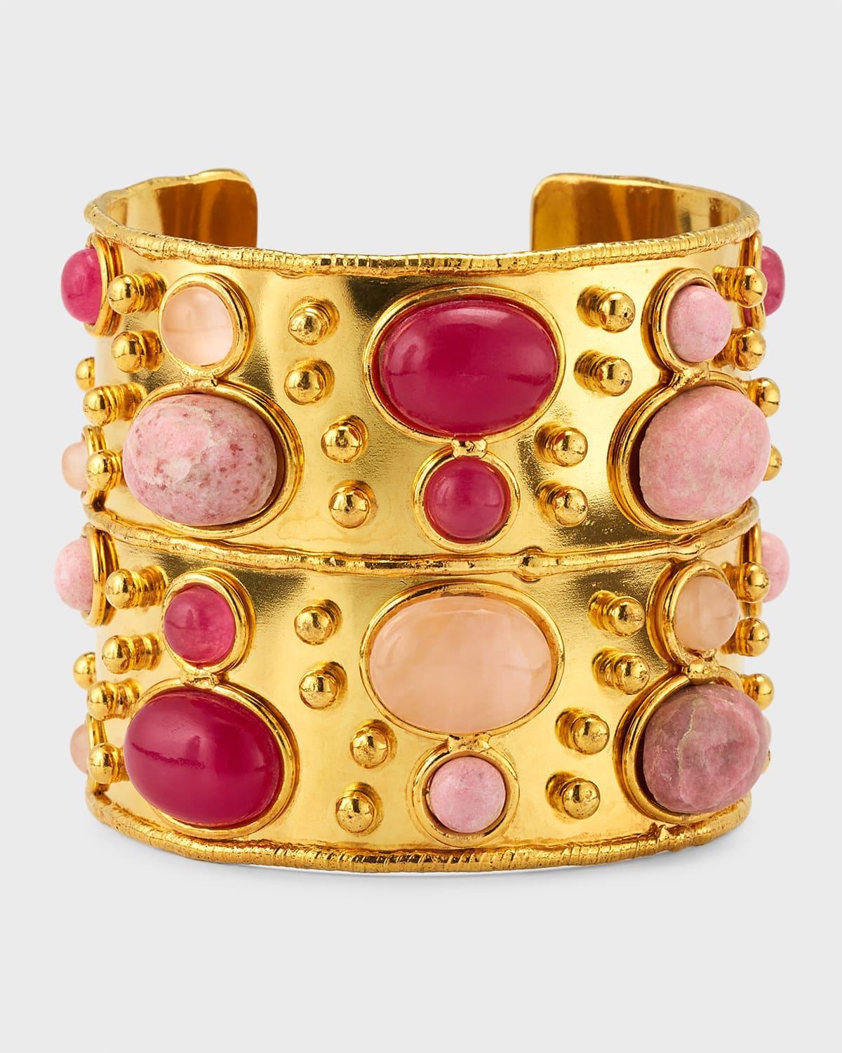 Womens Byzance 22K-Gold-Plated & Pink Jade Cuff Product Image