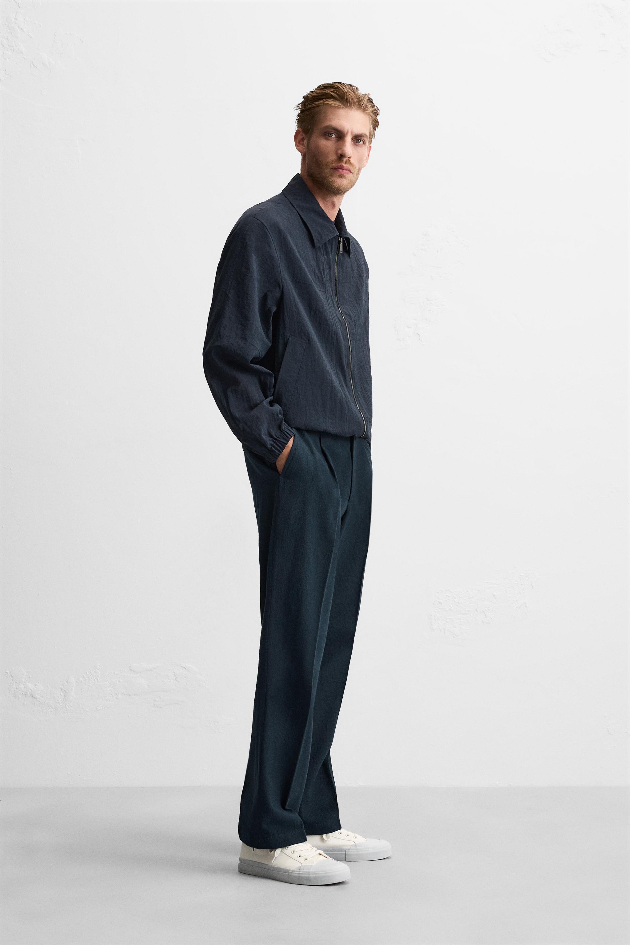 COTTON LINEN BLEND SEERSUCKER PANTS Product Image