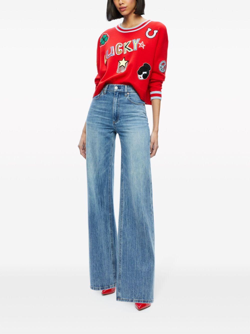 ALICE AND OLIVIA Gleeson Patch-embellished Jumper In Rot Product Image