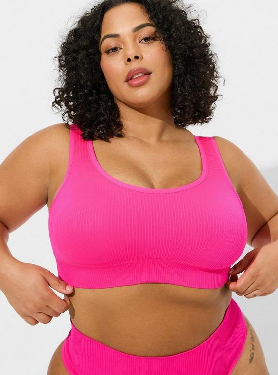 Lightly Lined Seamless Rib Scoop Bralette Product Image