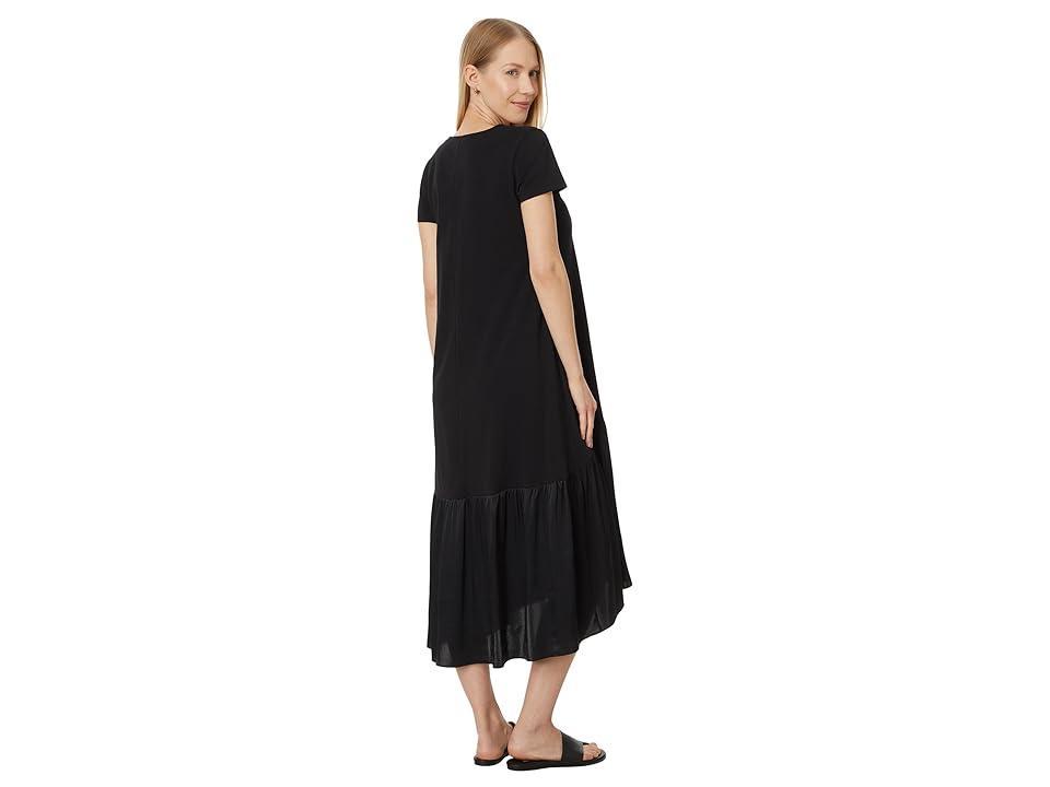 Elliott Lauren Fushion, Crew neck Short Sleeve Dress with Satin tier detail Women's Dress Product Image