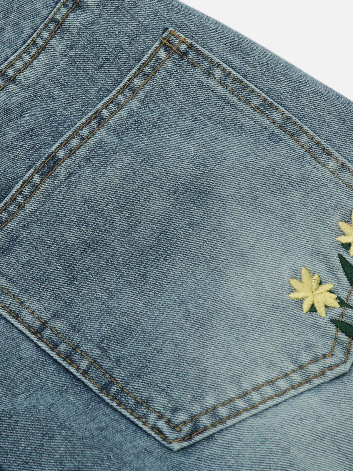 Aelfric Eden Embroidery Flower Washed Jeans Product Image