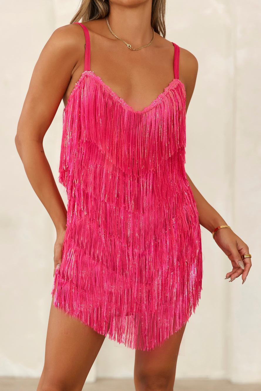 HELLO MOLLY Music Festival Sequin Mini Dress Pink Product Image