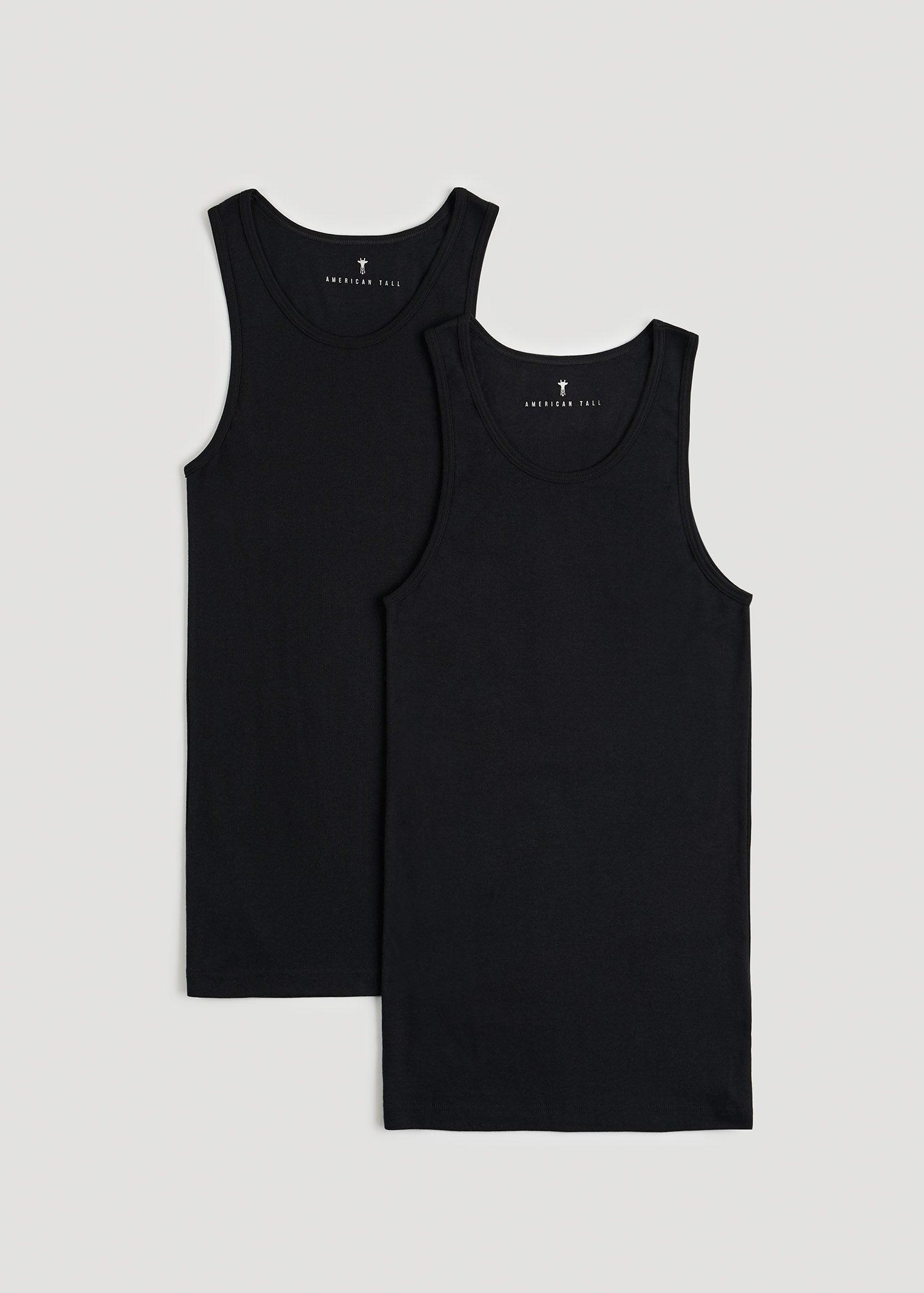 Men's Tall Ribbed Undershirt Tank Top in Black (2-Pack) Product Image