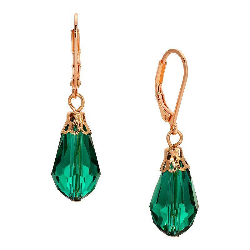 1928 Faceted Bead Drop Earrings, Womens, Green Product Image