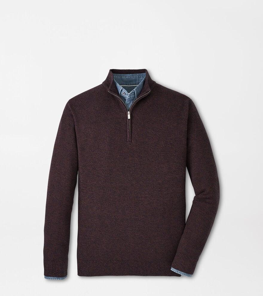 Peter Millar Mens Nevis Twisted Quarter-Zip | Color: Midnight Canopy | Size: XL Product Image