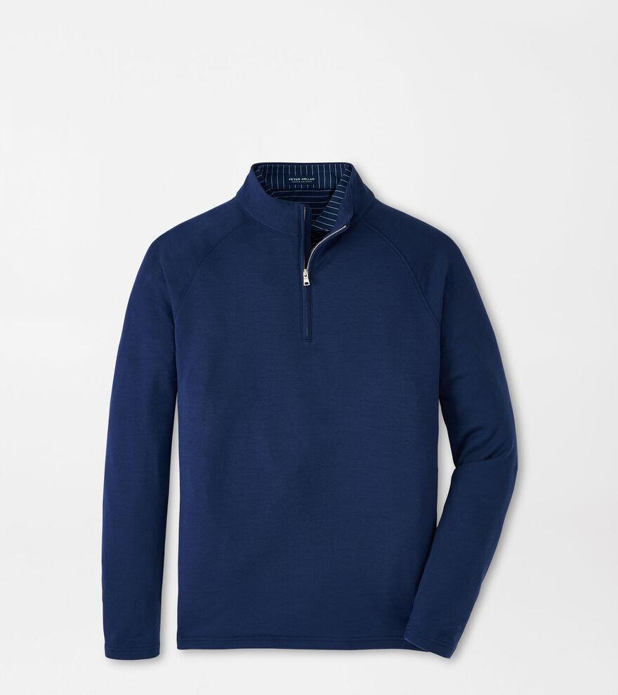 Peter Millar Mens Canton Stripe Quarter Zip Sweater | Color: Celosia Red | Size: M Product Image