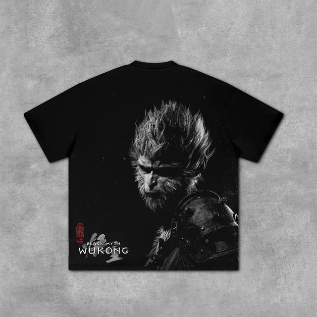 Vintage Wukong Black Myth Graphic 100% Cotton Short Sleeve T-Shirt Product Image