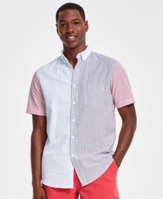 Men's Regular-Fit Colorblocked Button-Down Seersucker Shirt, Created for Macy's Product Image