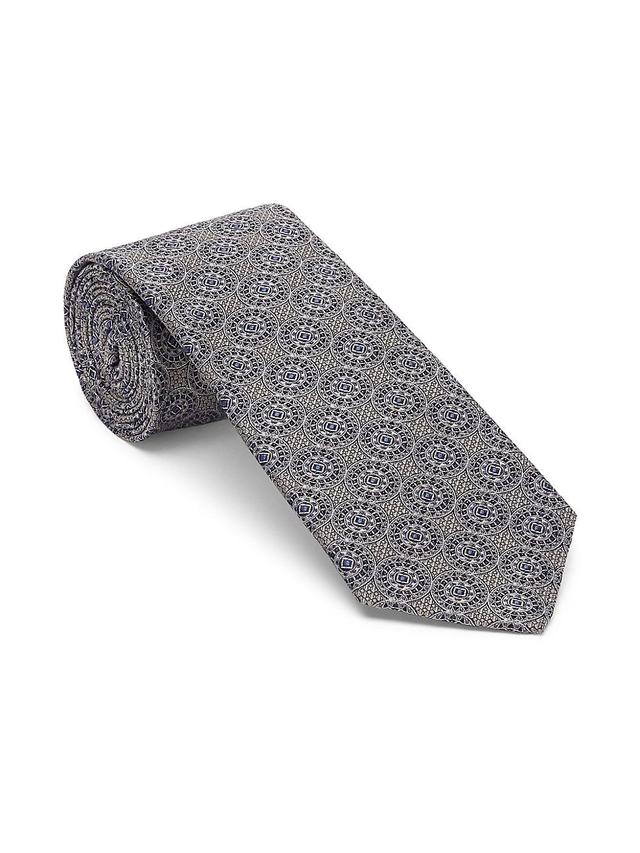 Mens Silk Tie With Geometric Design Product Image