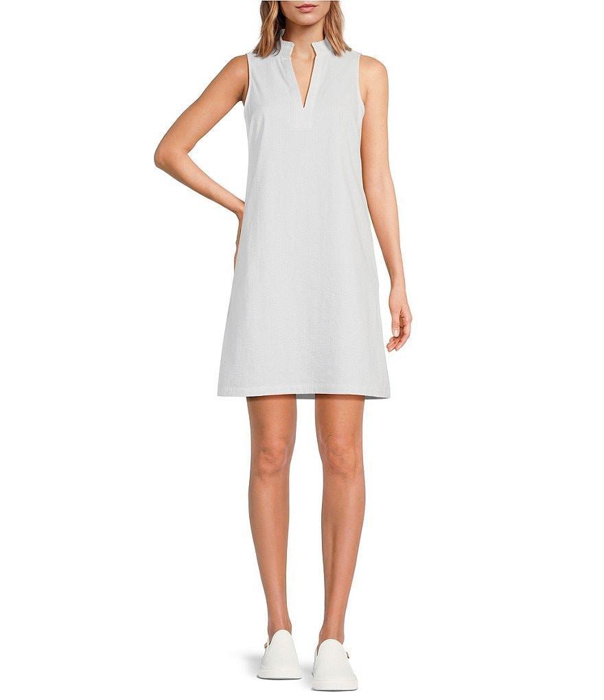 Southern Tide Adlyn Seersucker Split V-Neck Sleeveless Dress Product Image