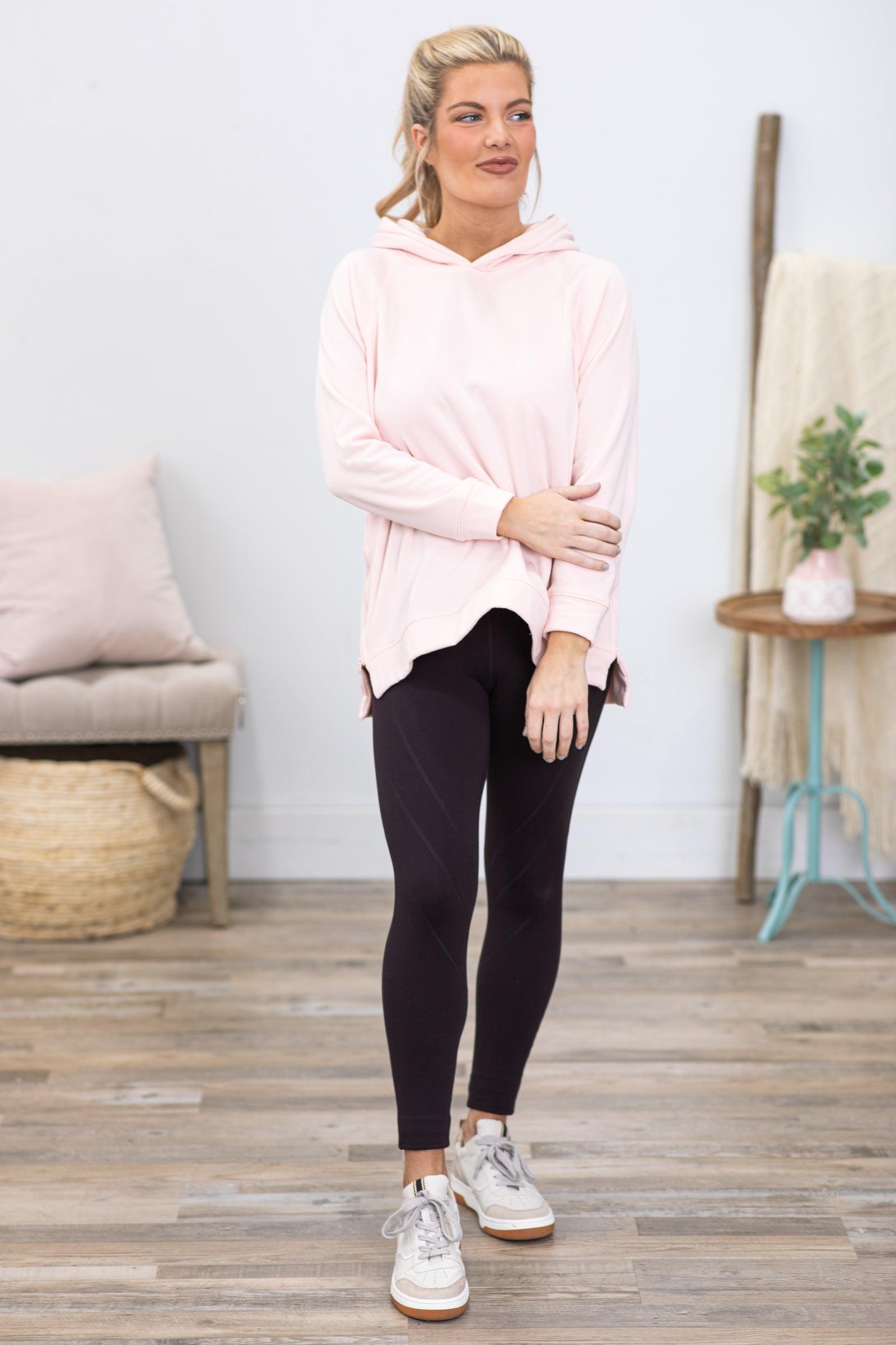 Blush Pullover Hoodie With Side Zipper Product Image