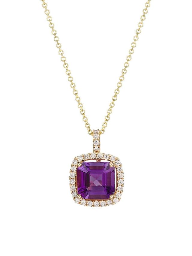 Womens 14K Yellow Gold, 0.35 TCW Diamond & Amethyst Pendant Necklace Product Image