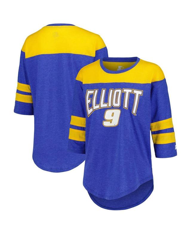 Womens Starter Royal Chase Elliott Full Back Block 3/4-Sleeve Tri-Blend Top Product Image