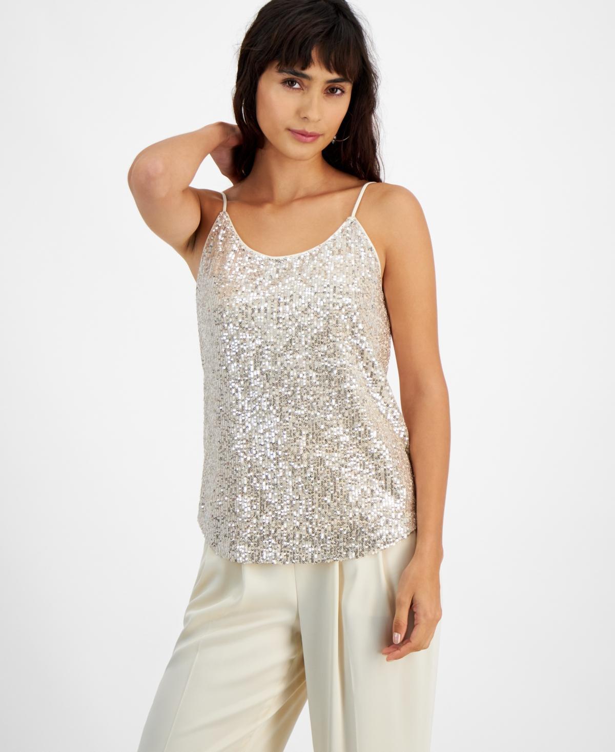 Bar Iii Womens Sequin Sleeveless Top, Created for Macys Product Image