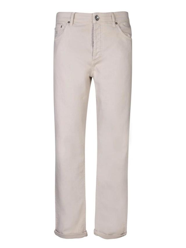 Slim Cotton Trousers In Neutrals Product Image