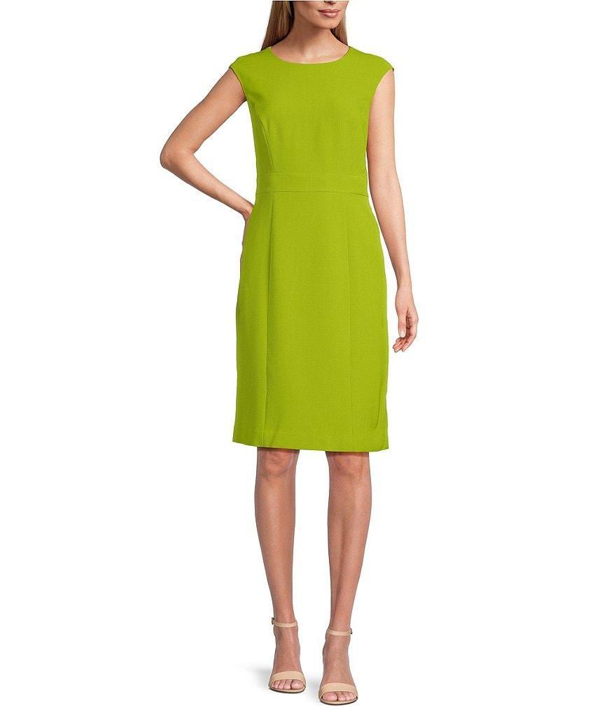 Kasper Stretch Crepe Crew Neckline Cap Sleeve Sheath Dress Product Image