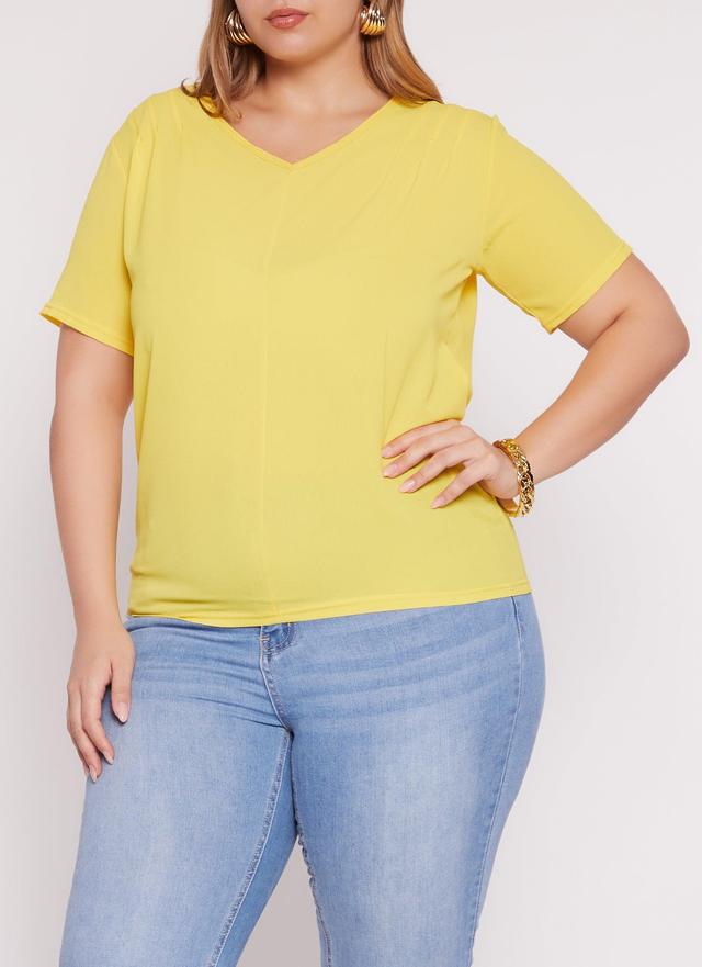 Womens Plus Size V Neck Short Sleeve Tee Product Image